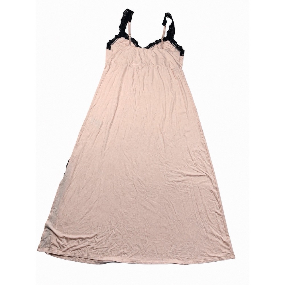 Soma Women's Lace Trimmed V Neck Slip Dress Nightgown Blush Peach Pink Sz S - Picture 7 of 12